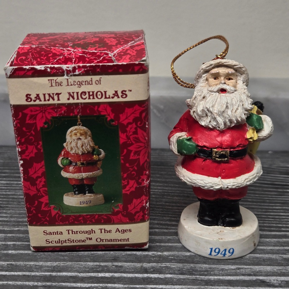 Christmas Ornament Santa Through The Ages 1949 Russ Berrie Vintage Holiday w Box